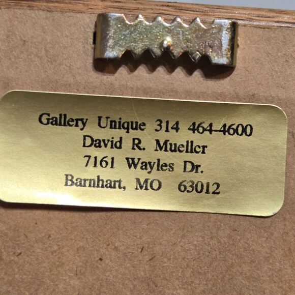 Vintage David R Mueller Bald Eagle Hunting Etched Marble Hand Painted Framed 5x7 - Picture 4 of 5